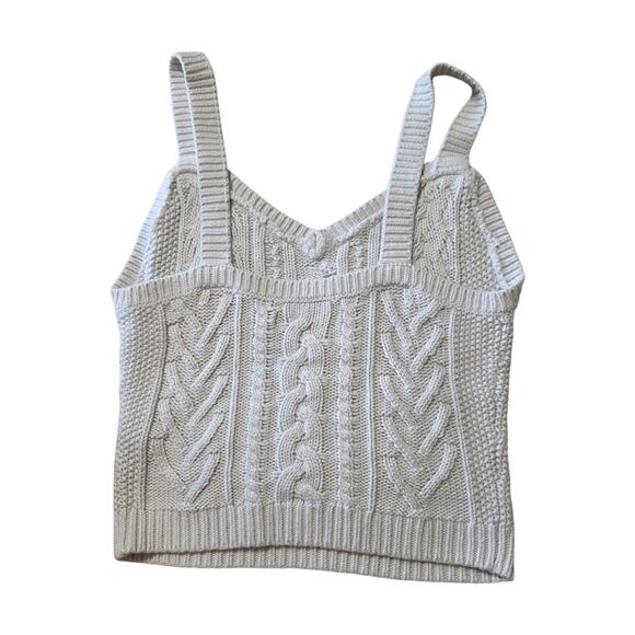 Abercrombie & Fitch Limited Edition Knit Tank Top Cable Sweater Vest M Beige Y2K - Picture 2 of 5